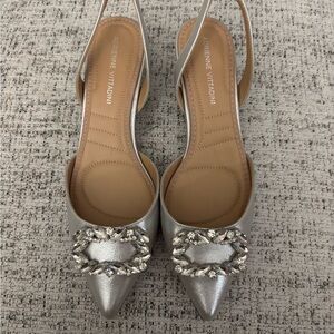 Adrienne Vittadini Silver Embellished Heels